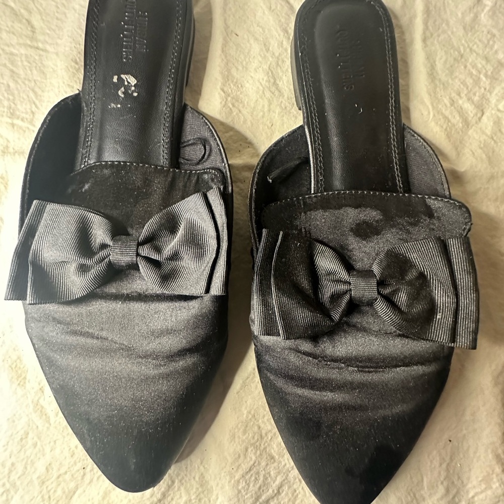 Urban Outfitters Black Mules with Bow Detail